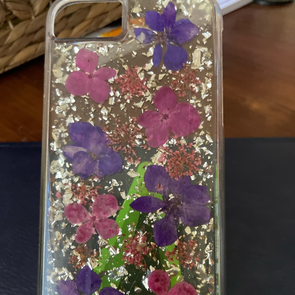 I phone 7 clear case with dried flower pattern
